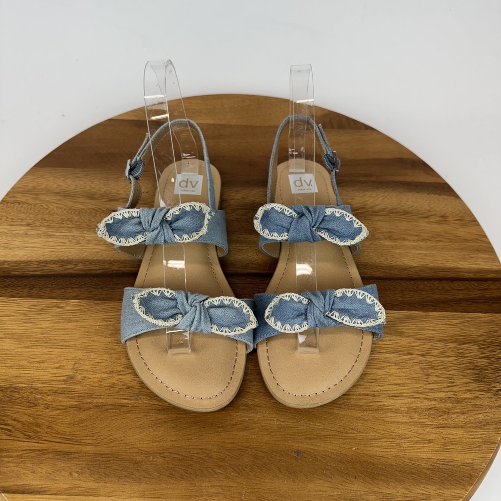 New NWOB Big Kids Dolce Vita Caicey‎ Blue Denim Ankle Strap Sandals Size 4 Y